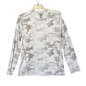 Adidas Climalite Shirt Mens Large White Gray Camo Long Sleeve Sweat Nothing